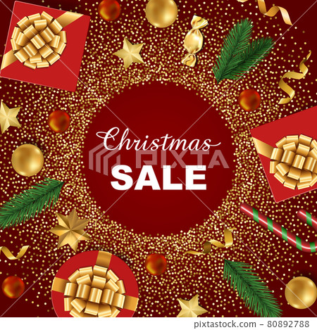 Christmas Sale winter holiday vector template composition Christmas Sale winter holiday vector template composition 80892788