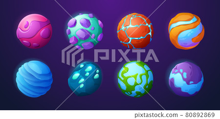 Fantasy planets in outer space for ui galaxy game-插圖素材 [80892869] - PIXTA圖庫