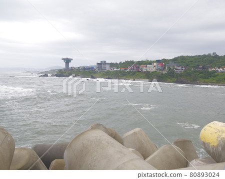 慶州市南陽面柱狀節理海灘海浪日出 80893024