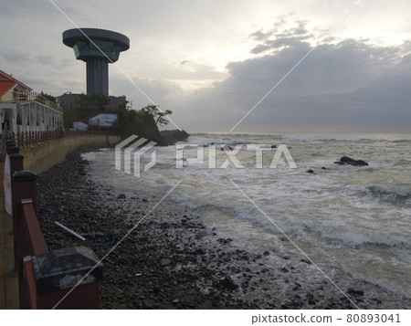 Gyeongju-si. Namyang-myeon. Columnar joints. Beach. Waves. Sunrise 80893041