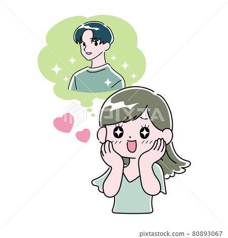 A young woman who flutters when she thinks of a handsome man 80893067