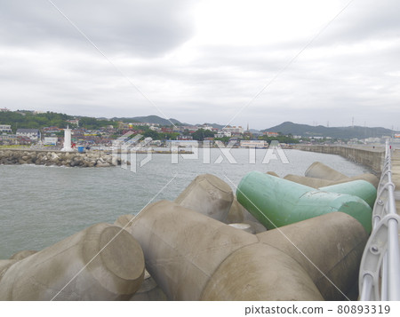 Gyeongju City. Eupcheon Port. Observatory. Columnar joints. Fan shape. Lava Gyeongju City. Eupcheon Port. Observatory. Columnar joints. Fan shape. Lava 80893319