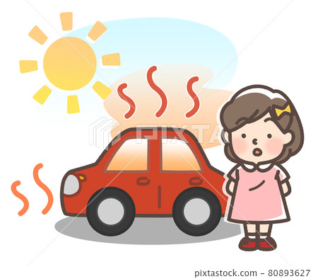 Cars and children getting hot under the scorching sun 80893627