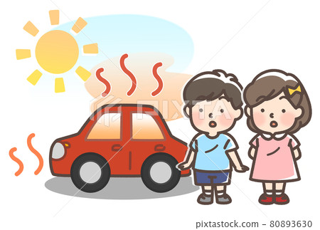 Cars and children getting hot under the scorching sun 80893630