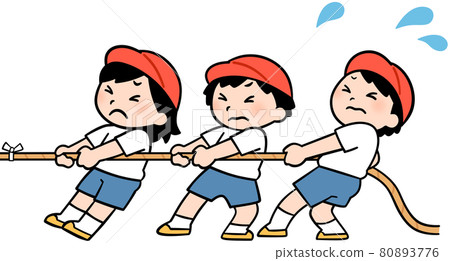 Children playing tug of war (red group) 80893776