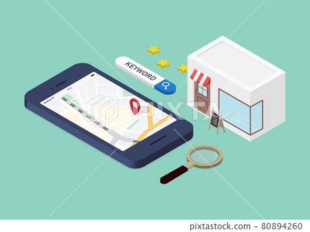 商店吸引顧客和 MEO 措施的插圖材料 80894260