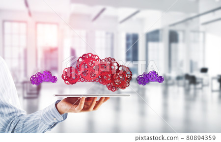 Mechanisms as symbol of wireless connection and interaction presented on white office background Mechanisms as symbol of wireless connection and interaction presented on white office background 80894359