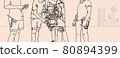 Video production and camera set up for movie shooting. Behind the scenes of filming online video production with professional 8k camera equipment and film crew team. Hand drawing style. illustrations. 80894399
