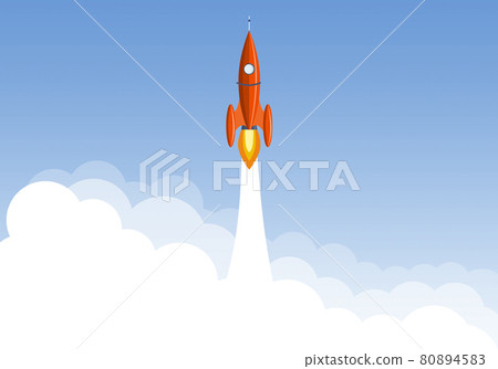 Rocket takes off into outer space Rocket takes off into outer space 80894583