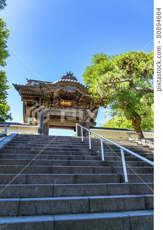 [Kanagawa Prefecture] The gate of Ryuko-ji Temple, which is blessed with a refreshing blue sky 80894664