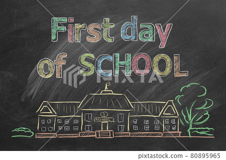 First day of School. Illustration on blackboard First day of School. Illustration on blackboard 80895965