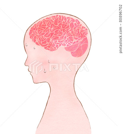 Illustration of a person with heat stroke and a heated brain 80896702