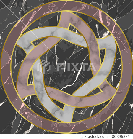 Marble Mosaic Seamless Patterns with Round Medallion 80896885