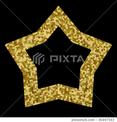 Gold Sequins Vector Luxury Star Frame. Holiday Background Gold Sequins Vector Luxury Star Frame. Holiday Background 80897583