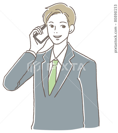 A man who speaks with a smartphone 80898153