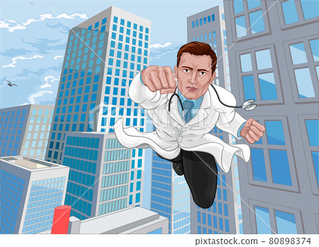 Doctor Superhero Flying Comic Book Super Hero 80898374