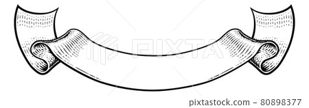 Scroll Vintage Flag Paper Banner Ribbon Woodcut 80898377
