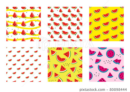 juicy water melon pattern on white and yellow background. 80898444
