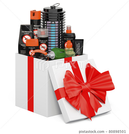 Insect repellent products and lamp mosquito electric insect killer inside gift box, 3D rendering 80898501