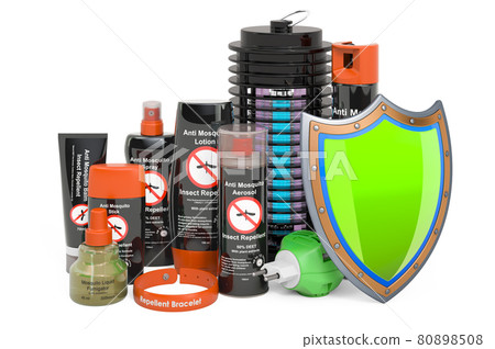 Insect repellent products and lamp mosquito electric insect killer with shield, 3D rendering Insect repellent products and lamp mosquito electric insect killer with shield, 3D rendering 80898508