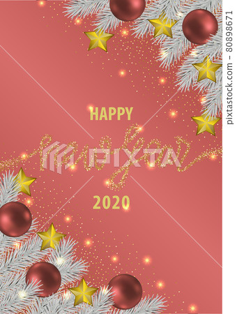 Happy New Year 2020 Vector Pink Greeting Card Happy New Year 2020 Vector Pink Greeting Card 80898671