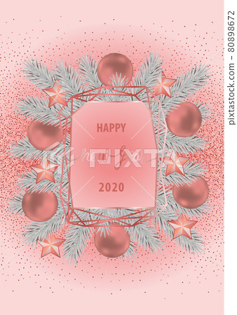 Christmas and New Year Card with Gold Geometric Frame Christmas and New Year Card with Gold Geometric Frame 80898672