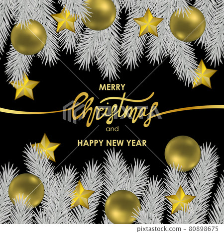 Christmas and New Year Card with Gold Lettering 80898675
