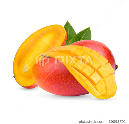 Mango fruit and sliced isolated on white background Mango fruit and sliced isolated on white background 80898701