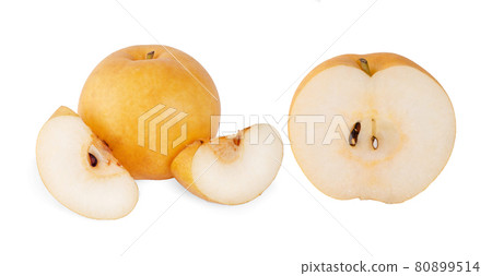 snow pear or Fengsui pear on white background snow pear or Fengsui pear on white background 80899514