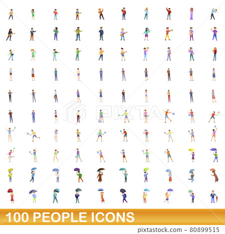 100 people icons set, cartoon style 100 people icons set, cartoon style 80899515
