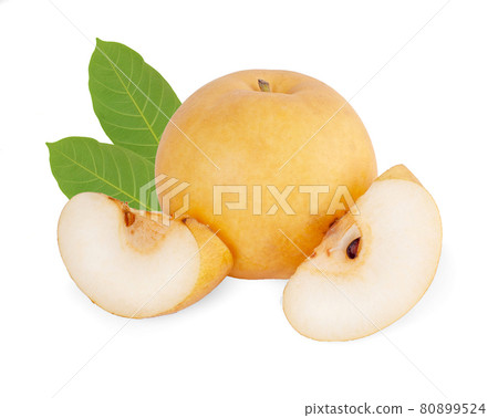 snow pear or Fengsui pear on white background snow pear or Fengsui pear on white background 80899524