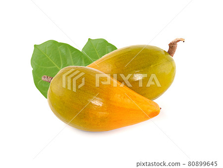 Egg fruit, Canistel, Yellow Sapote (Pouteria campechiana (Kunth) Baehni) on white background 80899645