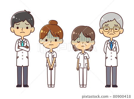 4 exhausted medical workers Illustration material 80900418