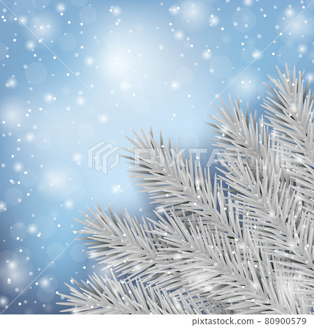 Winter fir tree and snow natural template 80900579