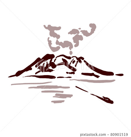 Monochrome illustration of a volcano (Sakurajima) Monochrome illustration of a volcano (Sakurajima) 80901519