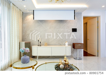 有豪華沙發和桌子的豪華內部客廳 有豪華沙發和桌子的豪華內部客廳 80901754