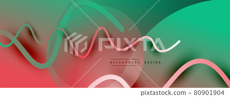Abstract gradient background with wave line with shadow effect. Geometric composition. 3D shadow effects and fluid gradients Abstract gradient background with wave line with shadow effect. Geometric composition. 3D shadow effects and fluid gradients 80901904