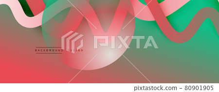 Abstract gradient background with wave line with shadow effect. Geometric composition. 3D shadow effects and fluid gradients Abstract gradient background with wave line with shadow effect. Geometric composition. 3D shadow effects and fluid gradients 80901905