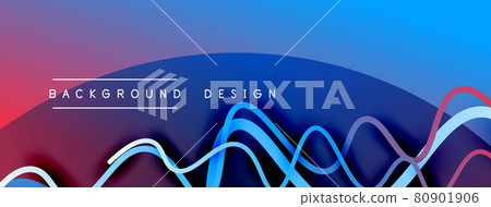 Abstract gradient background with wave line with shadow effect. Geometric composition. 3D shadow effects and fluid gradients Abstract gradient background with wave line with shadow effect. Geometric composition. 3D shadow effects and fluid gradients 80901906