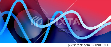 Abstract gradient background with wave line with shadow effect. Geometric composition. 3D shadow effects and fluid gradients Abstract gradient background with wave line with shadow effect. Geometric composition. 3D shadow effects and fluid gradients 80901911