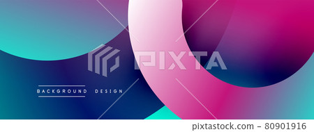 Abstract overlapping lines and circles geometric background with gradient colors 80901916