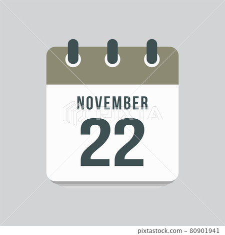 Icon day date 22 November, template calendar page Icon day date 22 November, template calendar page 80901941