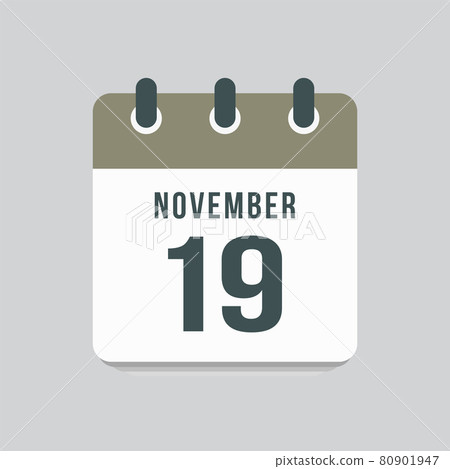 Icon day date 19 November, template calendar page Icon day date 19 November, template calendar page 80901947