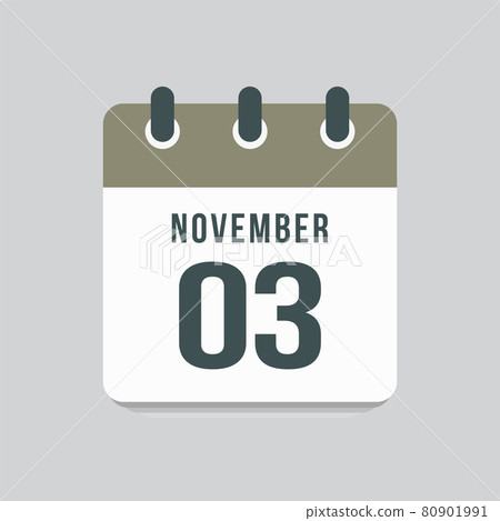 Icon day date 3 November, template calendar page 80901991