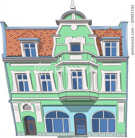 Traditional Polish green stone house in Swinoustje. Traditional Polish green stone house in Swinoustje. 80903192