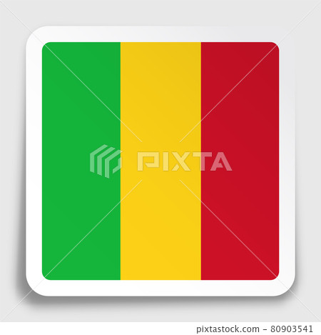 Mali flag icon on paper square sticker with shadow. Button for mobile application or web. Vector Mali flag icon on paper square sticker with shadow. Button for mobile application or web. Vector 80903541