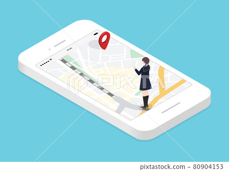 Illustration material of a female student who masters the location information sharing application Illustration material of a female student who masters the location information sharing application 80904153