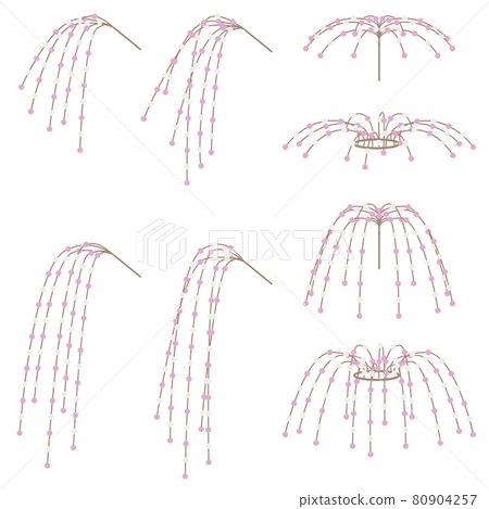新年裝飾向量圖變體集紅色和白色麻糬球裝飾 (mayudama) 附著在樹枝上 新年裝飾向量圖變體集紅色和白色麻糬球裝飾 (mayudama) 附著在樹枝上 80904257
