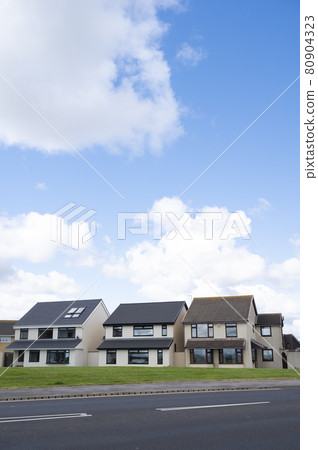 Seaton Carew beach in Devon, U.K. July, 30,2021.Hotel and house buildings on north seaside beach. 80904323