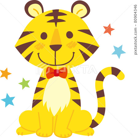 Illustration of a sitting tiger 80904346